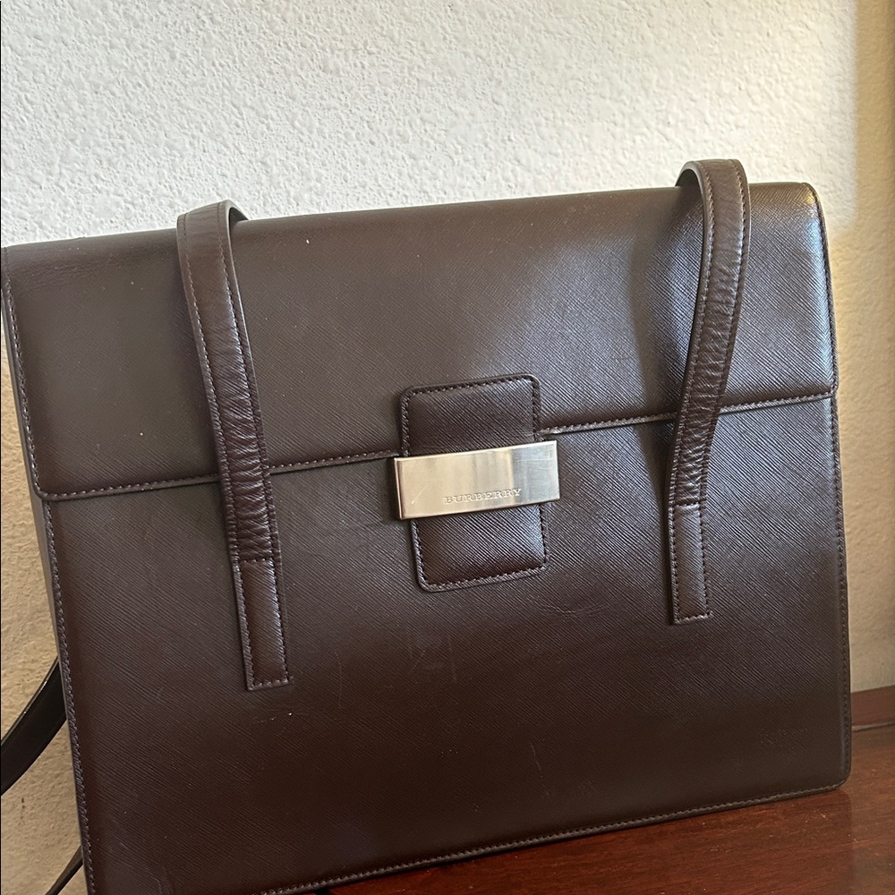 BurberryDark Brown Leather Shoulder Bag